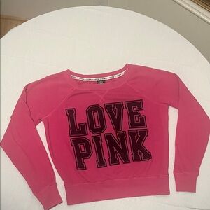 Pink Fuchsia Sweatshirt with Bold Black Text